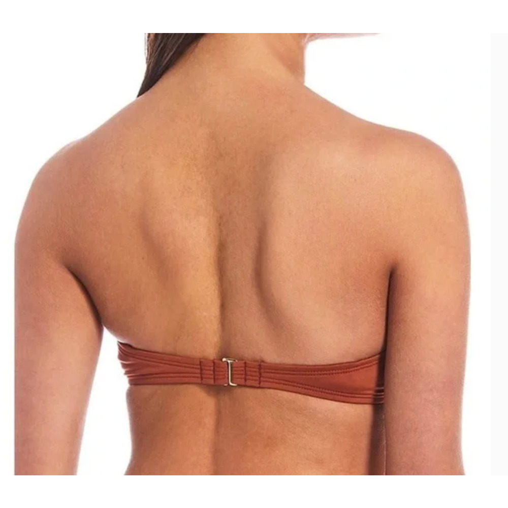 Gibson Latimer Bandeau Grommet Bikini Swim Top | Sz M Copper Orange - Picture 3 of 7